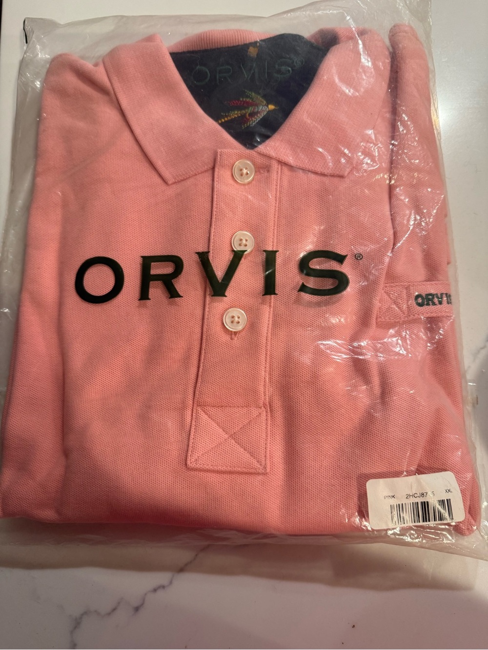 Orvis Men’s Coral Pink Polo Shirt